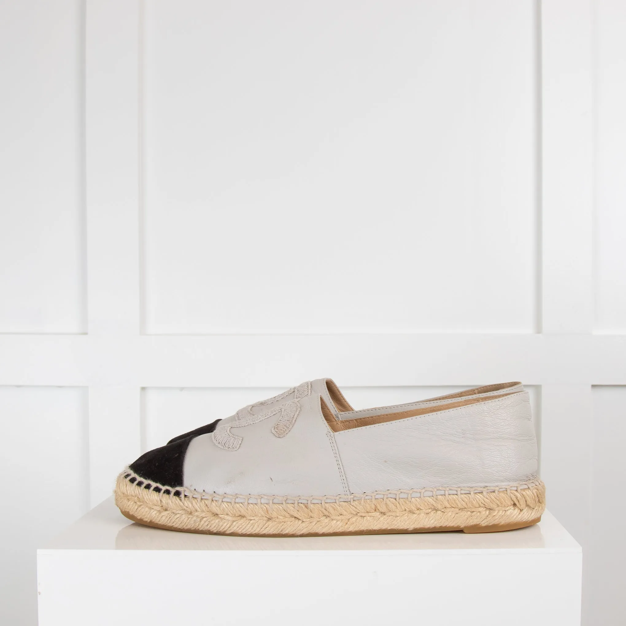 Chanel Grey Espadrilles with Black Toe