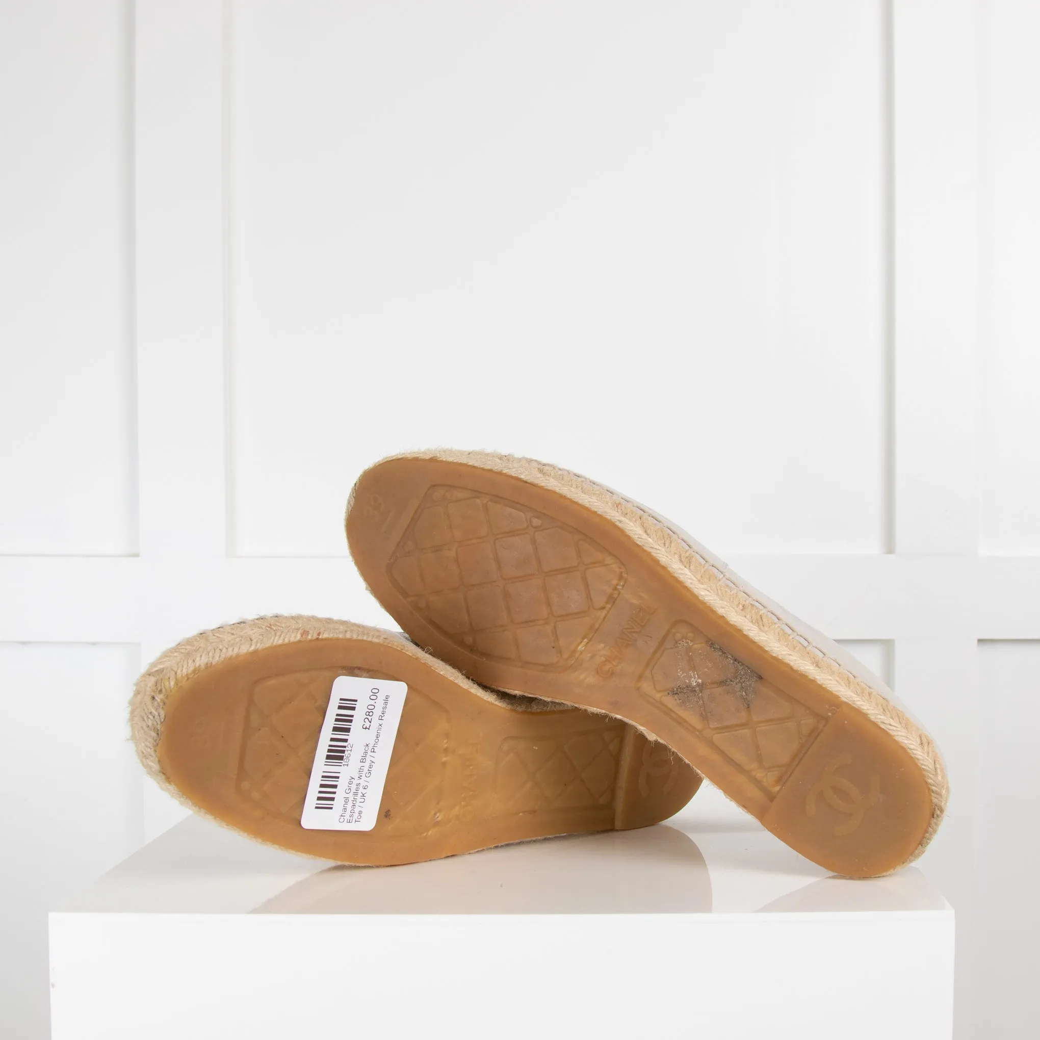 Chanel Grey Espadrilles with Black Toe