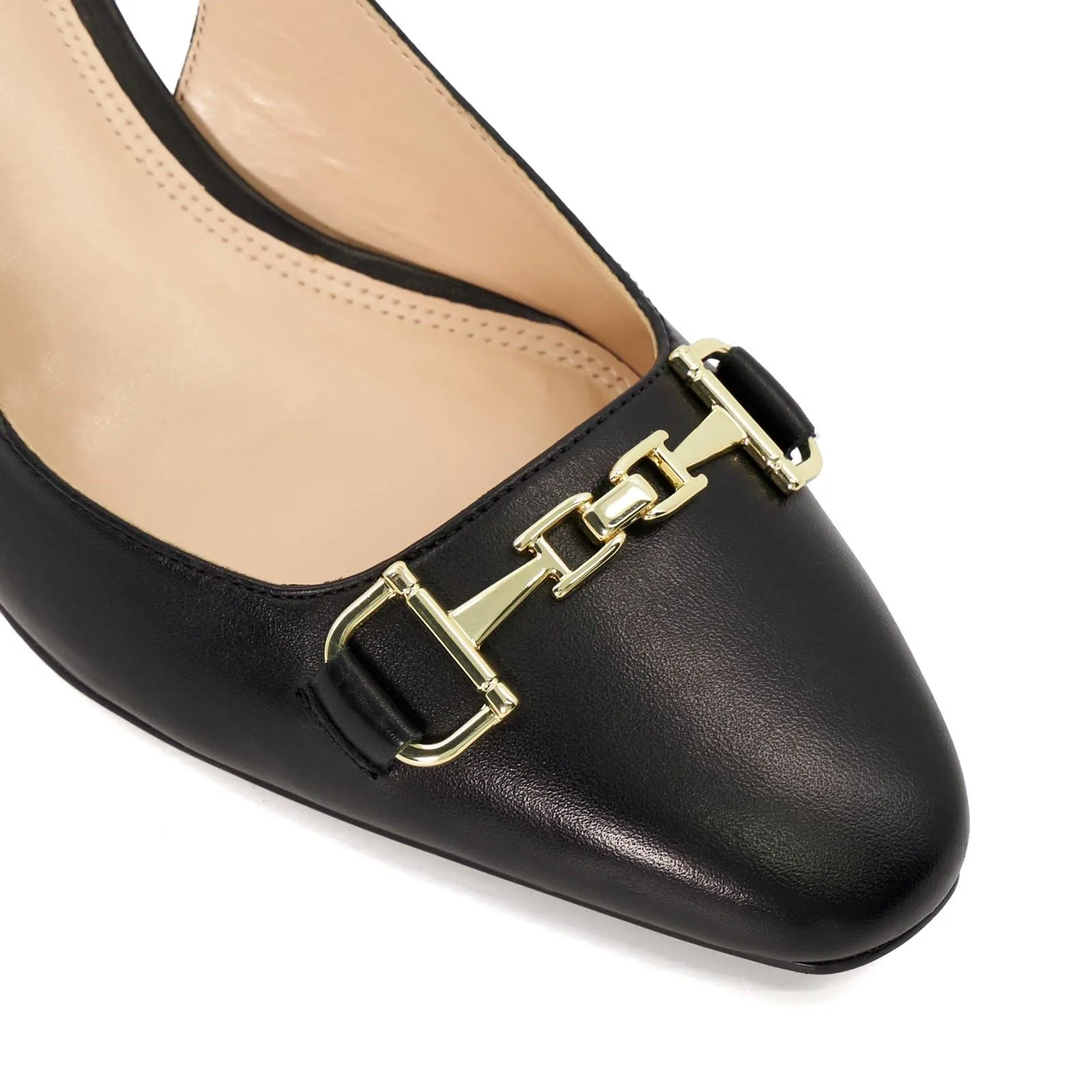 Dune Detailed Leather Women's Black Heels