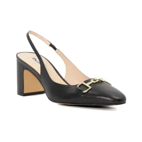 Dune Detailed Leather Women's Black Heels