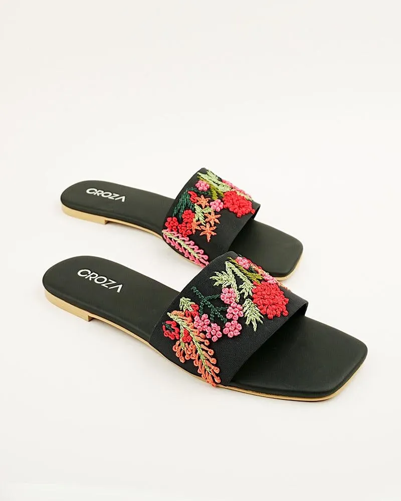 Embroidered Floral Flats