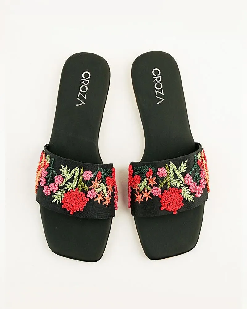Embroidered Floral Flats
