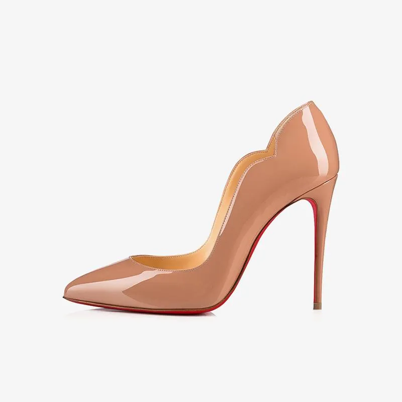 Glossy Beige Patent Leather Stiletto