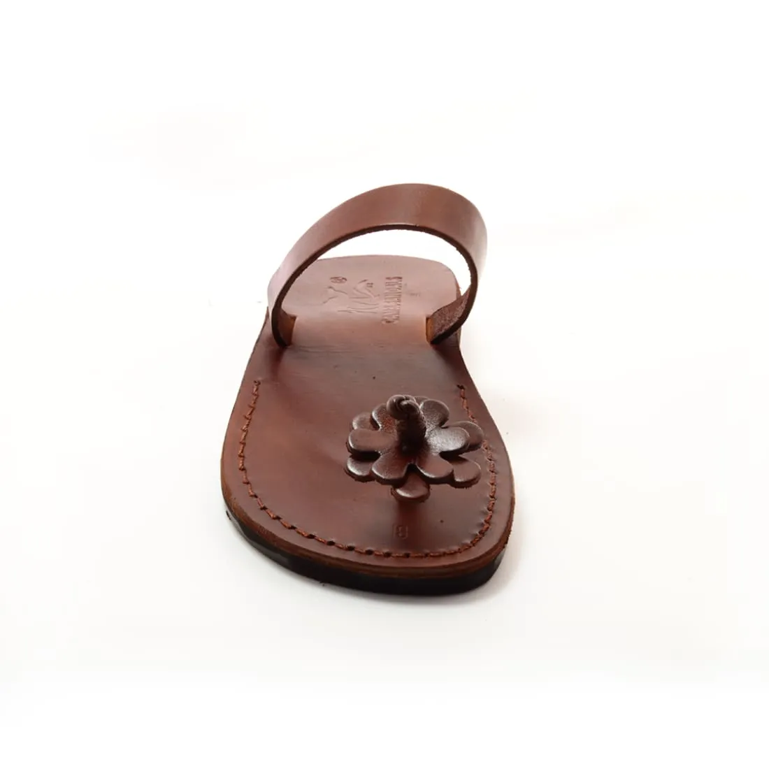 Hannah - Leather flower detail toe-stopper sandal