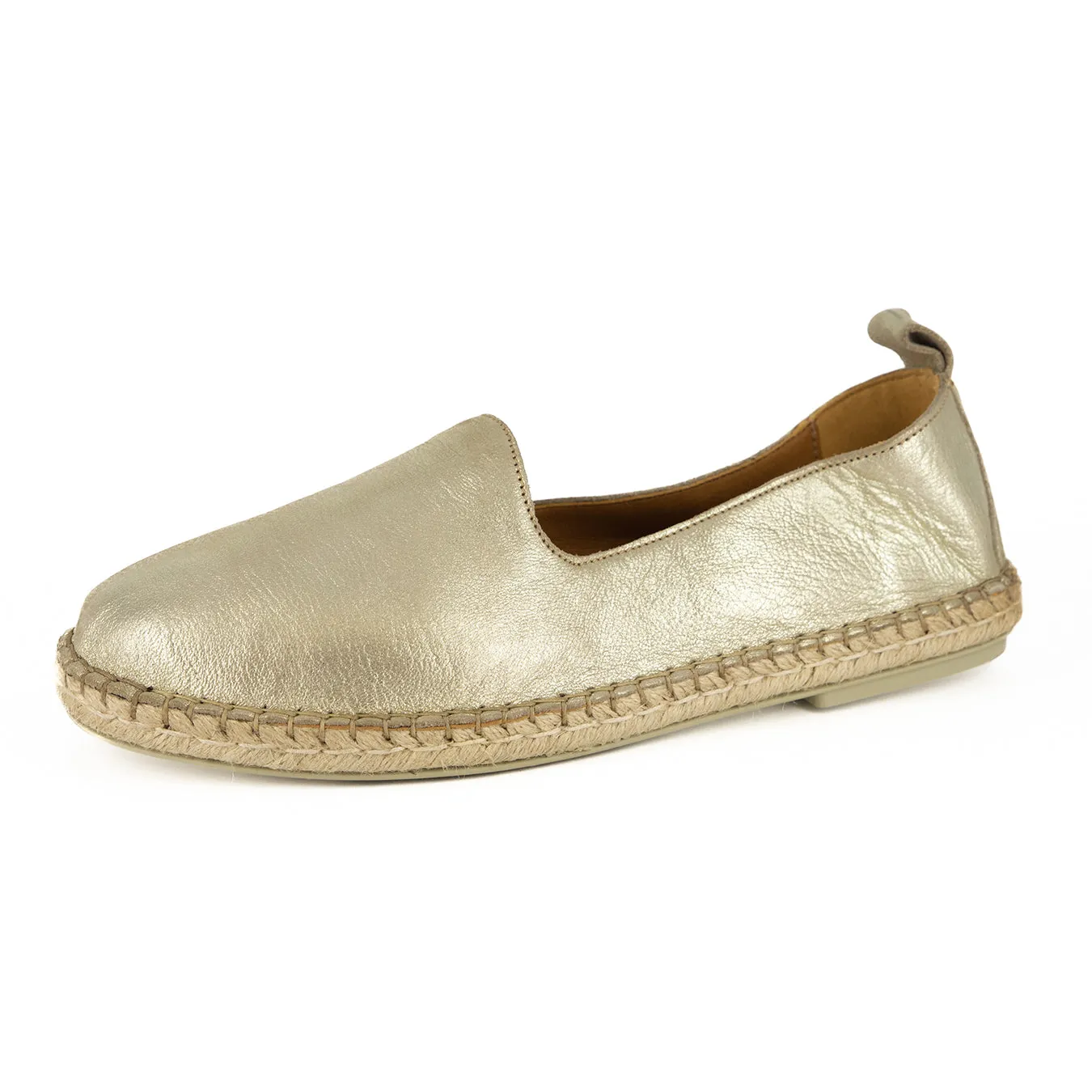 Indzima : Ladies Leather Espadrille Shoe in Bark Domus