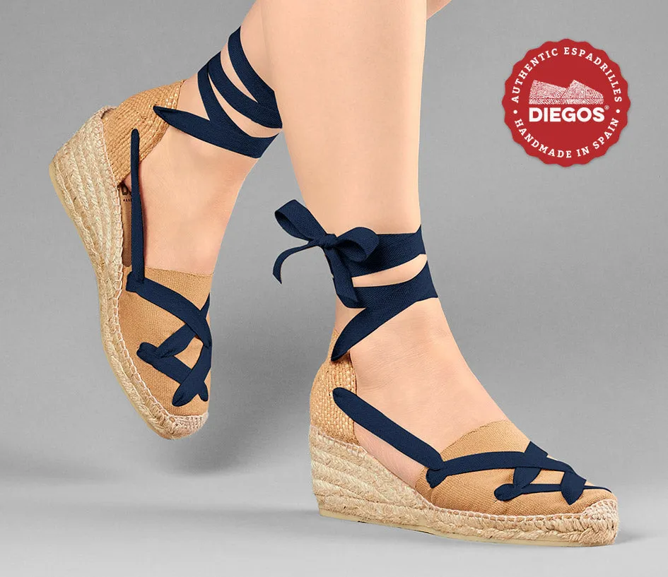 Jute Lola high wedge classic laces espadrilles