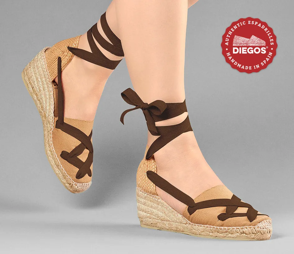 Jute Lola high wedge classic laces espadrilles