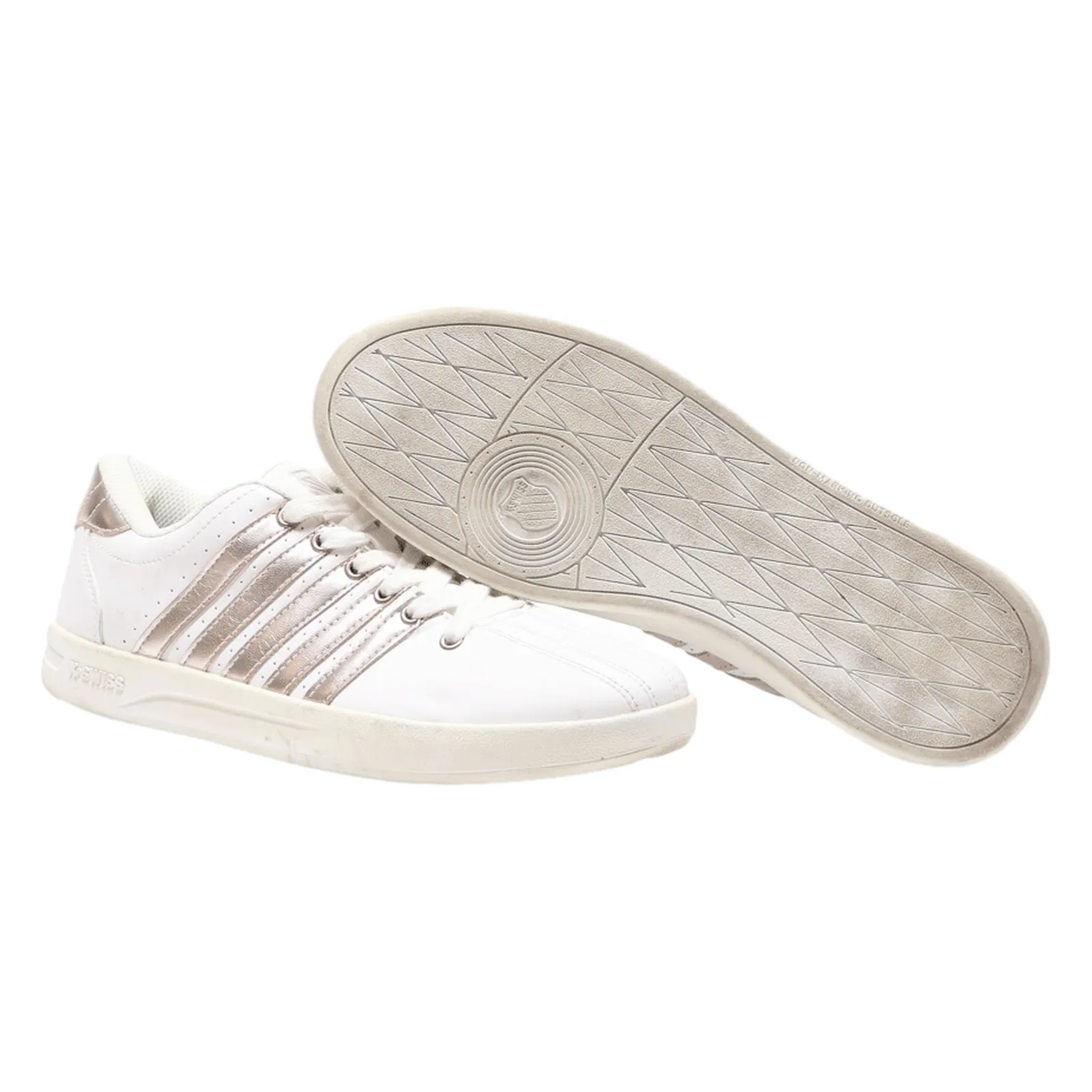 K-SWISS Low Top Trainers White Leather Womens UK 8