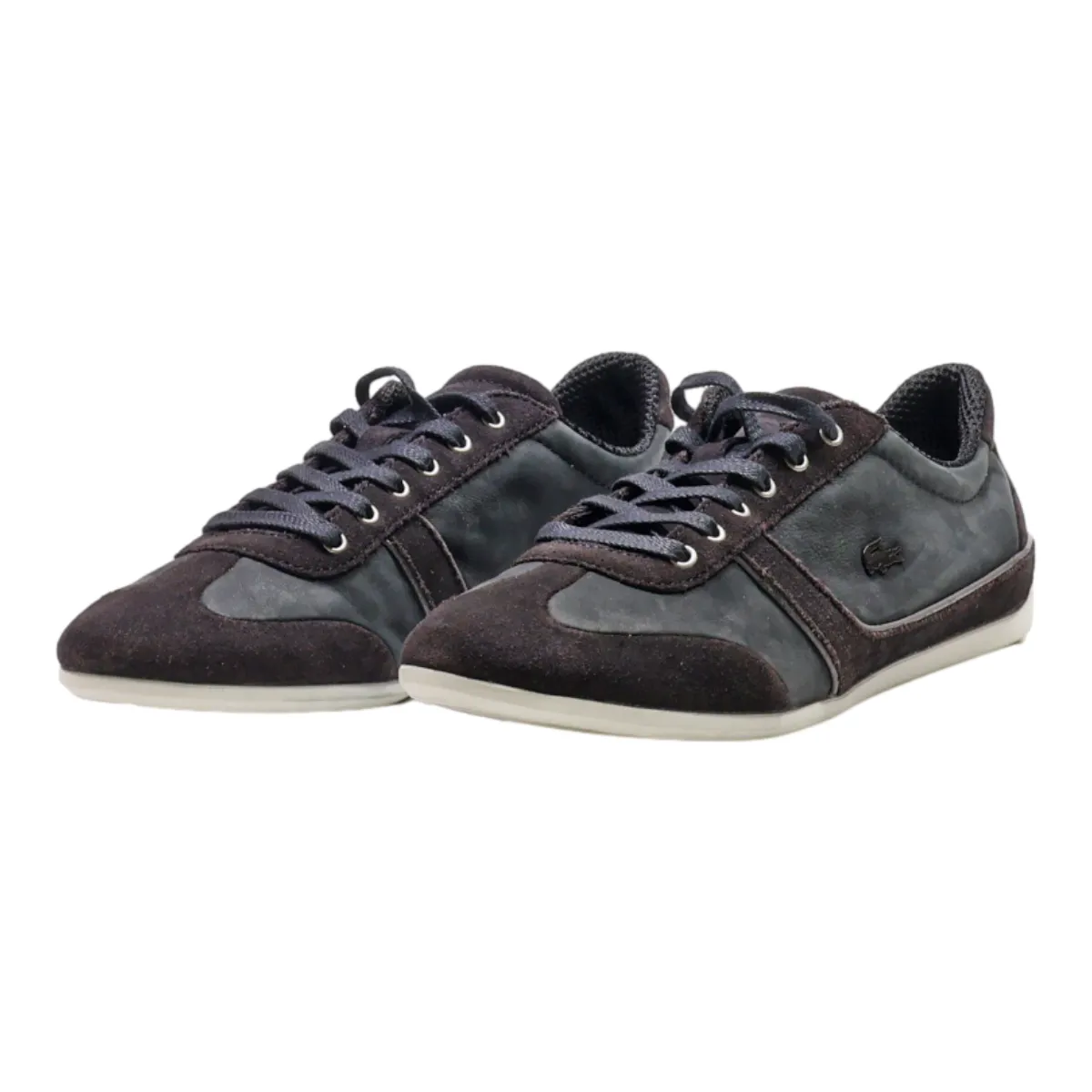 LACOSTE Low Top Trainers Black Suede Womens UK 4