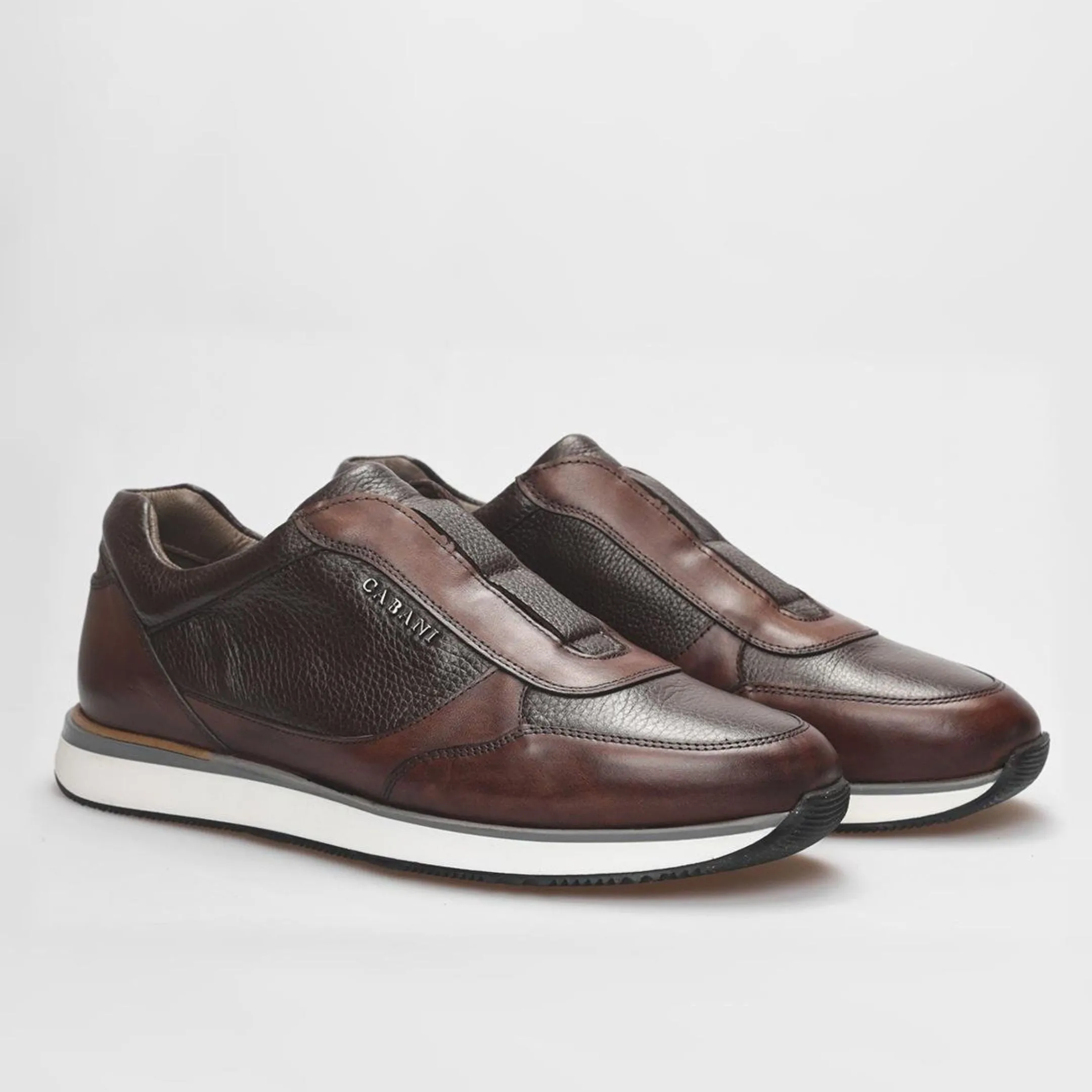Madasat Brown Genuine Leather Slip On Sneakers - 837 |
