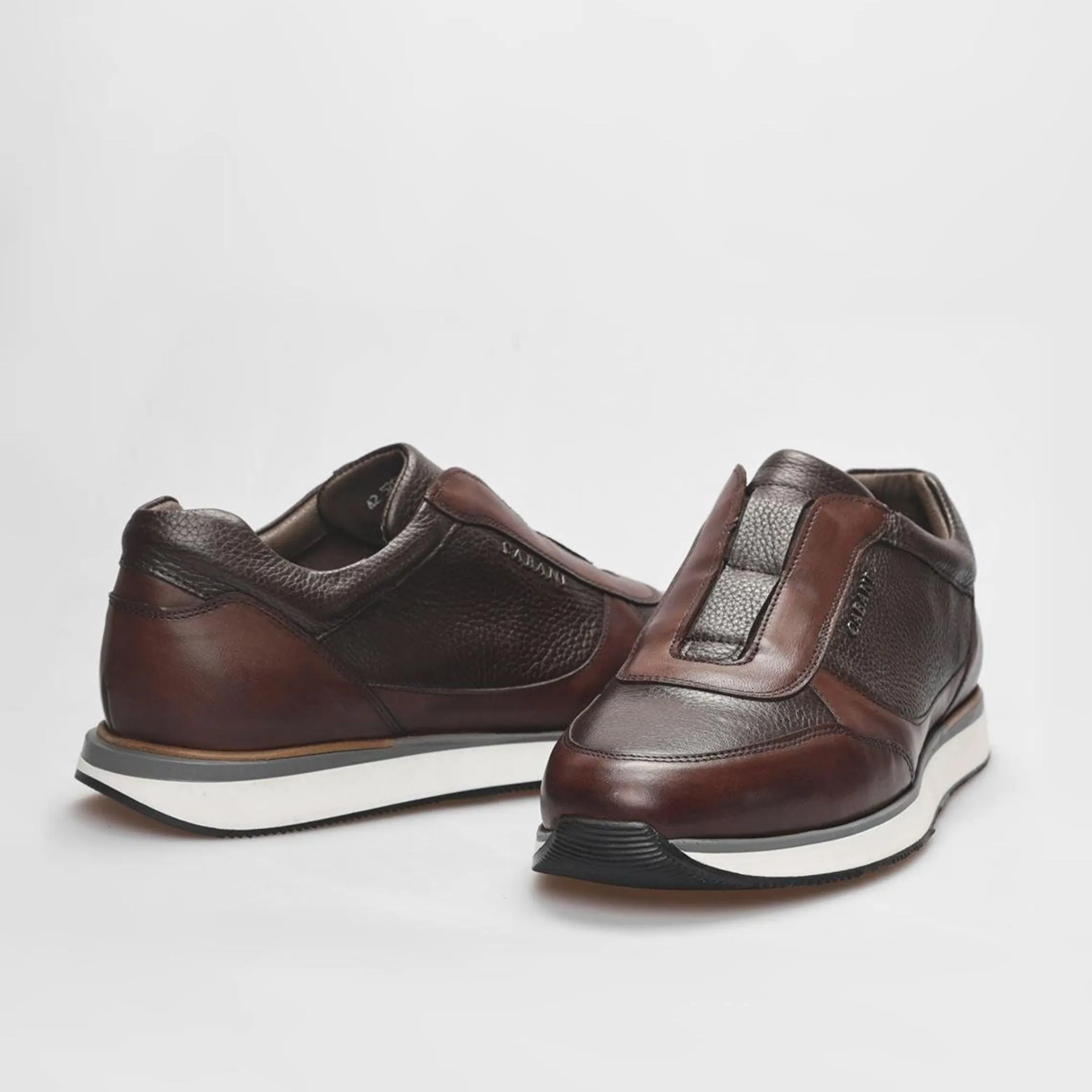 Madasat Brown Genuine Leather Slip On Sneakers - 837 |