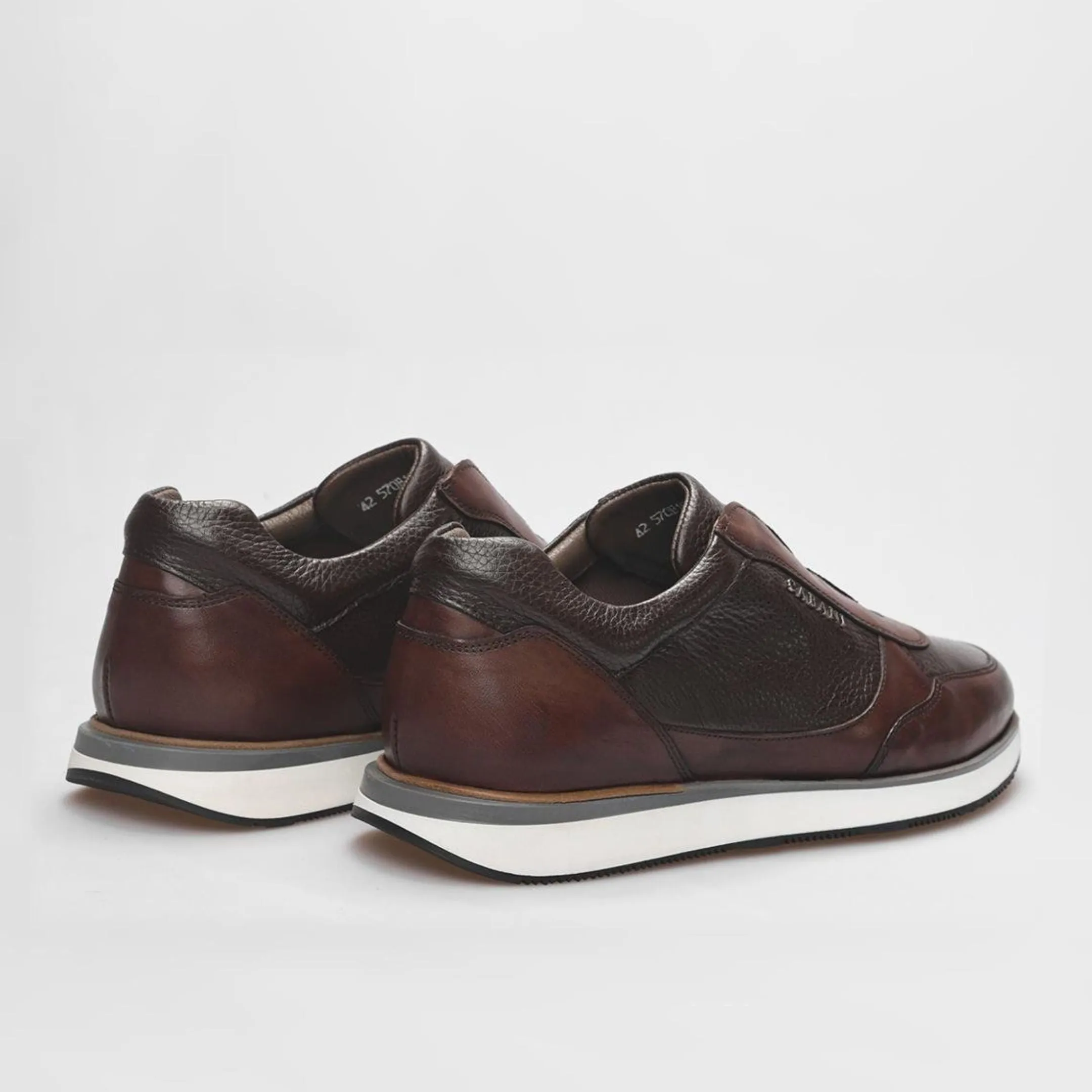 Madasat Brown Genuine Leather Slip On Sneakers - 837 |