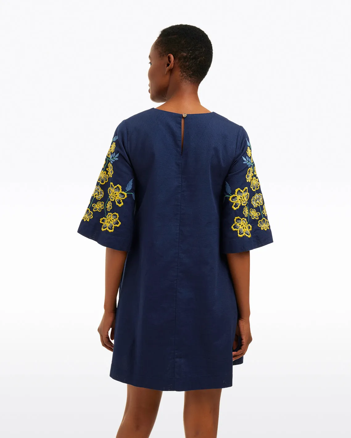 Mallory Embroidered Bell Sleeve Mini Dress