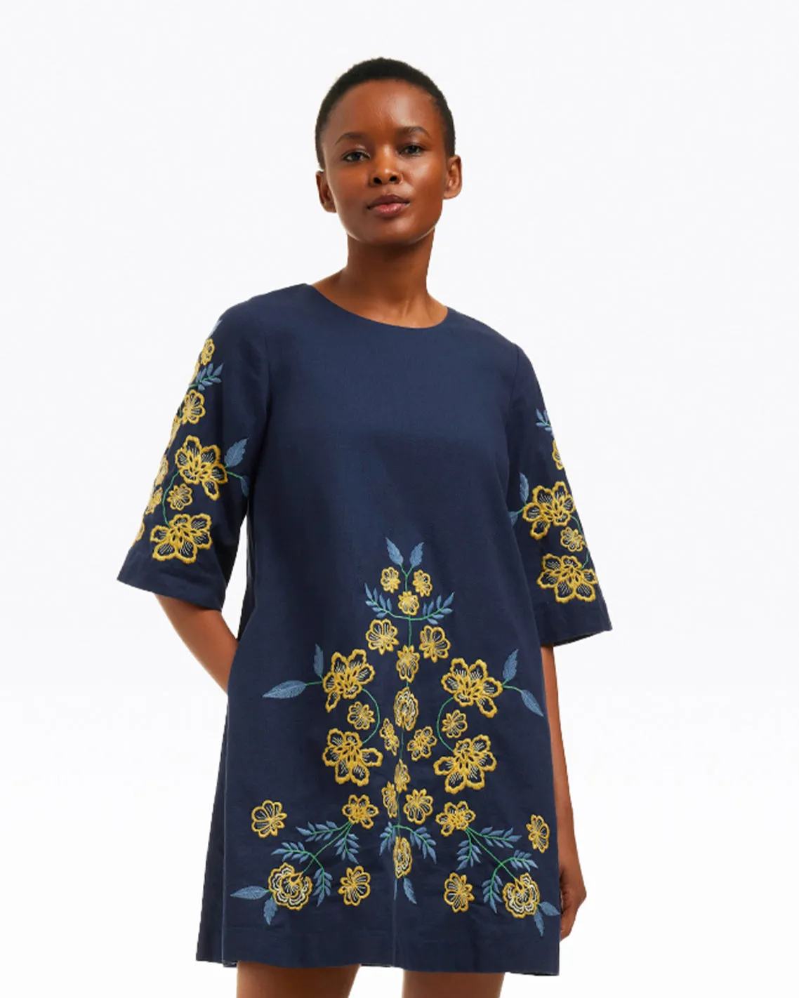 Mallory Embroidered Bell Sleeve Mini Dress