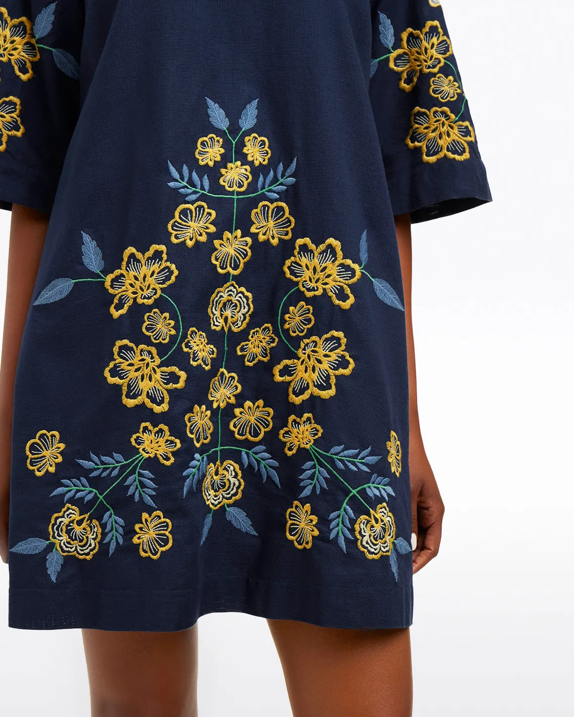 Mallory Embroidered Bell Sleeve Mini Dress