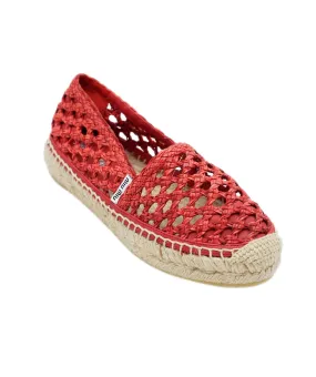Miu Miu Woven Leather Espadrilles in Red with Jute Sole size 35 ALC0739