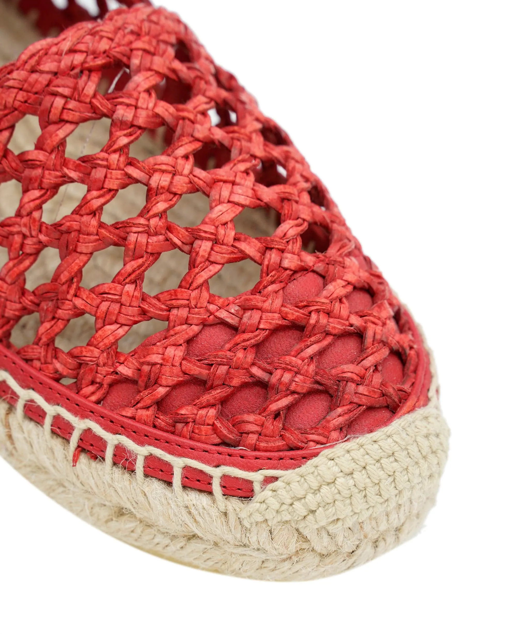 Miu Miu Woven Leather Espadrilles in Red with Jute Sole size 35 ALC0739