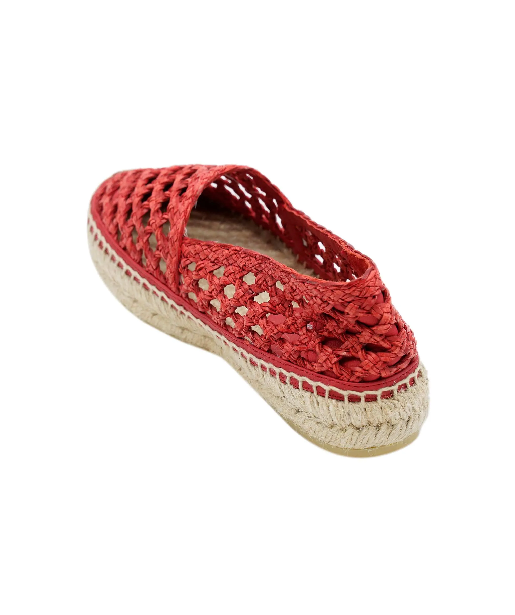 Miu Miu Woven Leather Espadrilles in Red with Jute Sole size 35 ALC0739