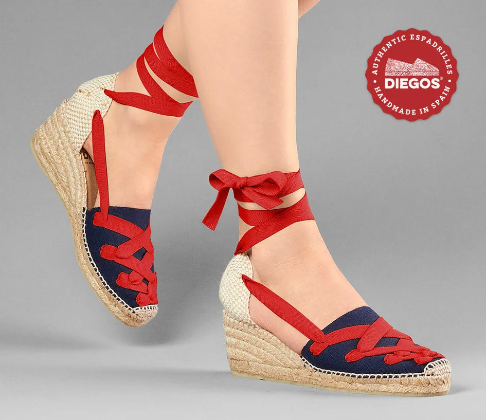 Navy blue Lola high wedge Pamplona espadrilles
