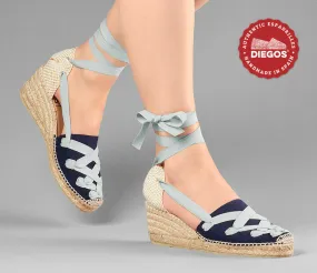 Navy blue Lola high wedge Pamplona espadrilles