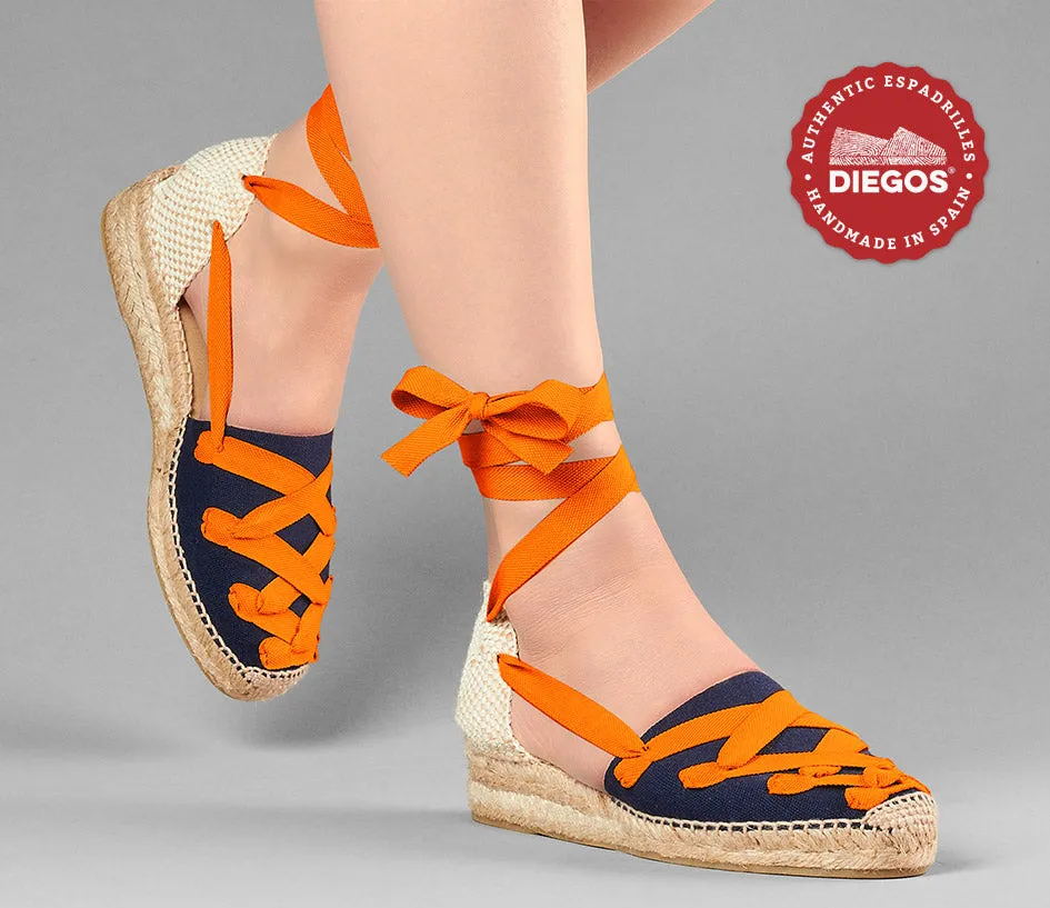 Navy Lola low wedge Pamplona espadrilles