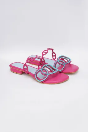 Pink Hand Embroidered Flats