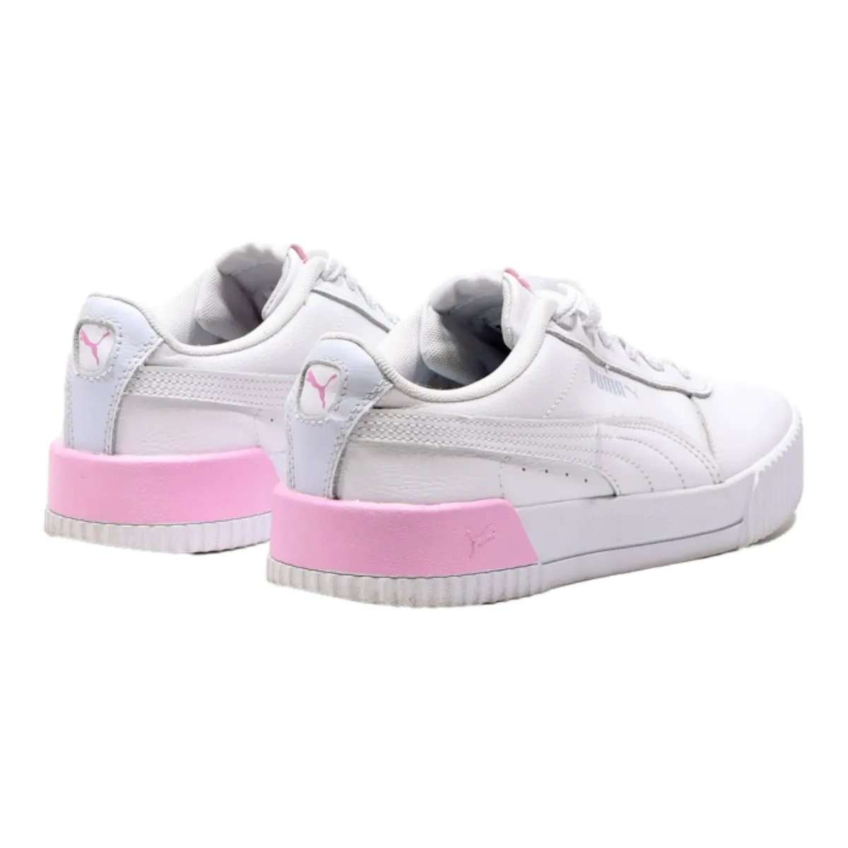 PUMA Carina 2022 Low Top Trainers White Leather Girls UK 6