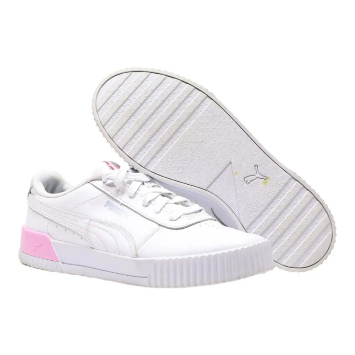 PUMA Carina 2022 Low Top Trainers White Leather Girls UK 6