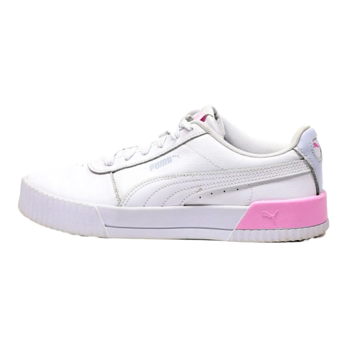 PUMA Carina 2022 Low Top Trainers White Leather Girls UK 6