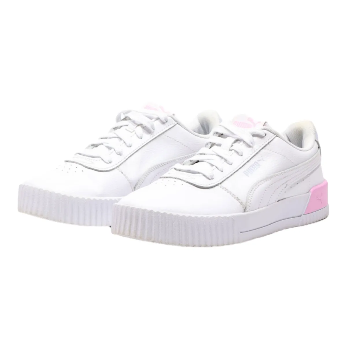 PUMA Carina 2022 Low Top Trainers White Leather Girls UK 6