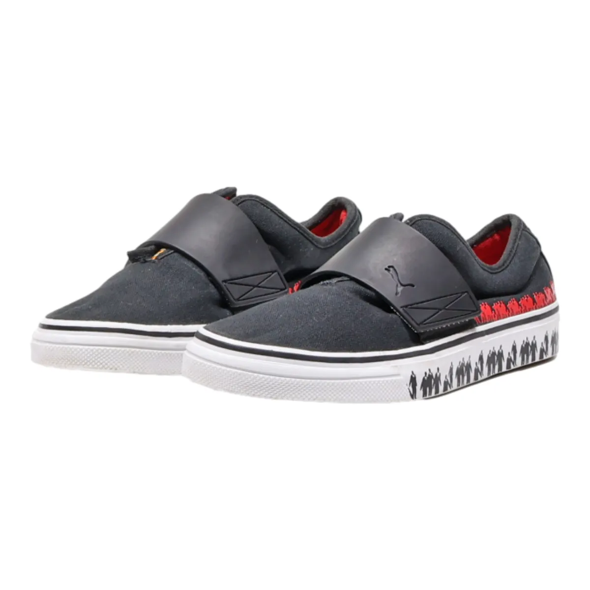 PUMA Low Top Trainers Black Canvas Mens UK 5