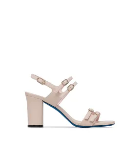 Straped sand glossy leather mules