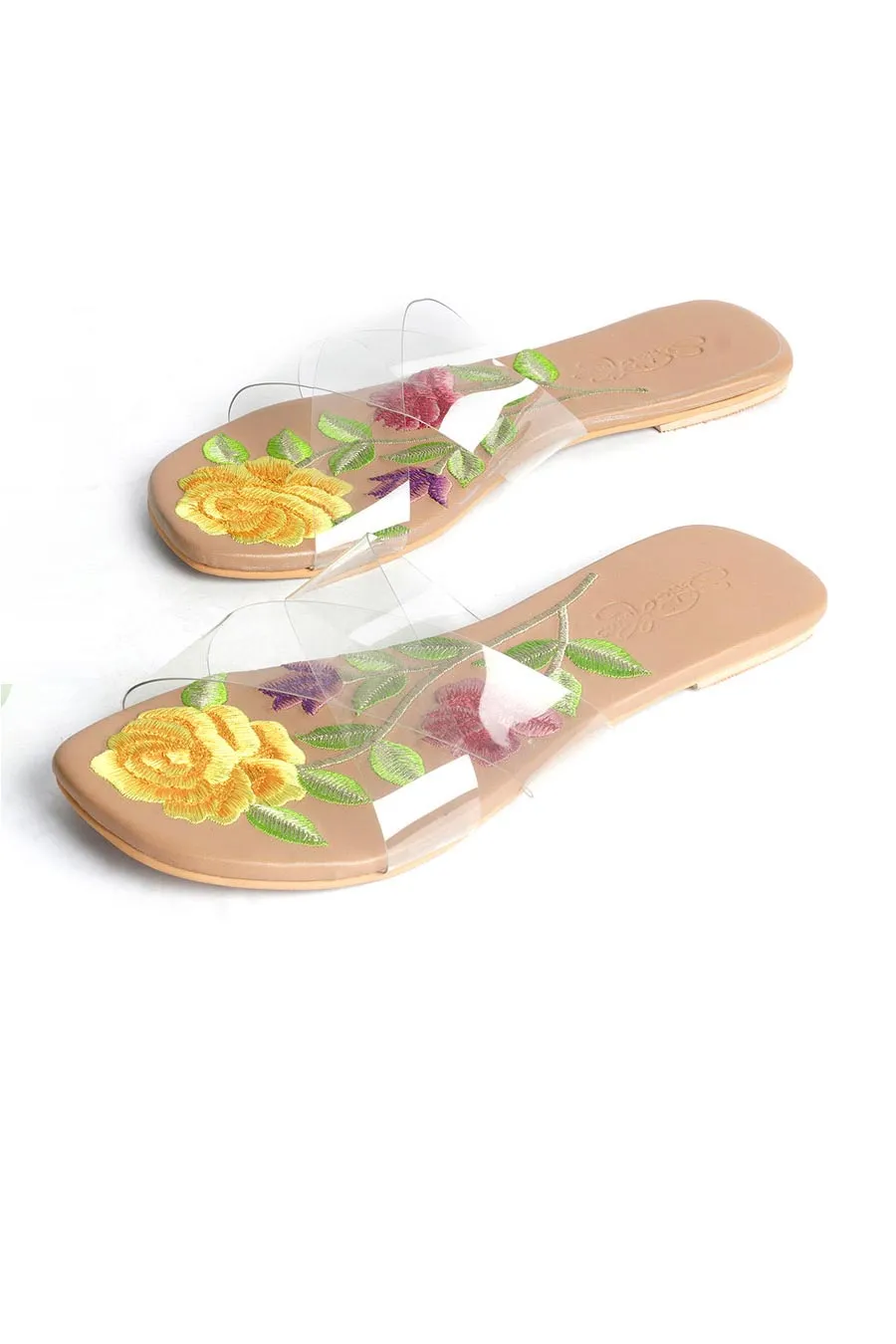 Transparent Hand Embroidered Flats