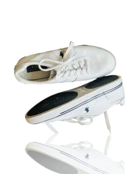 Vintage POLO RALPH LAUREN Leather Hanford Low Top Trainers, Mens Trainers UK Size 8 SKU 4066