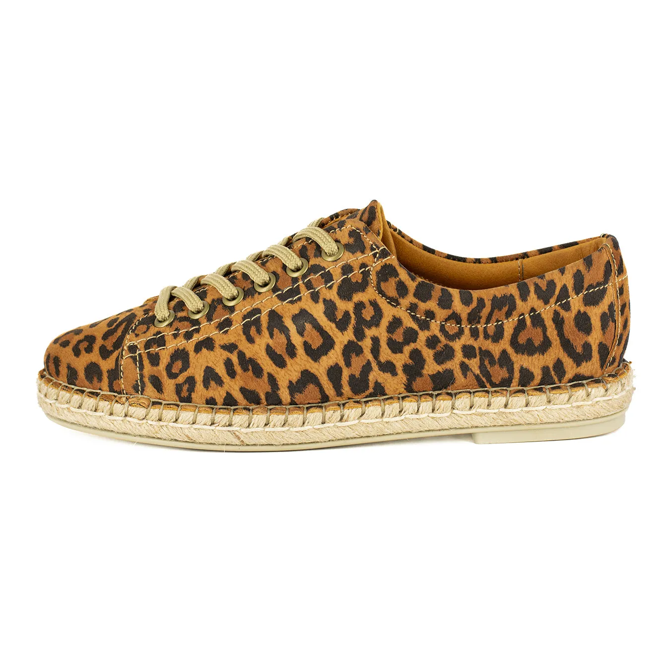 Yebo : Ladies Leather Espadrille Sneaker in Spotted Lisoto