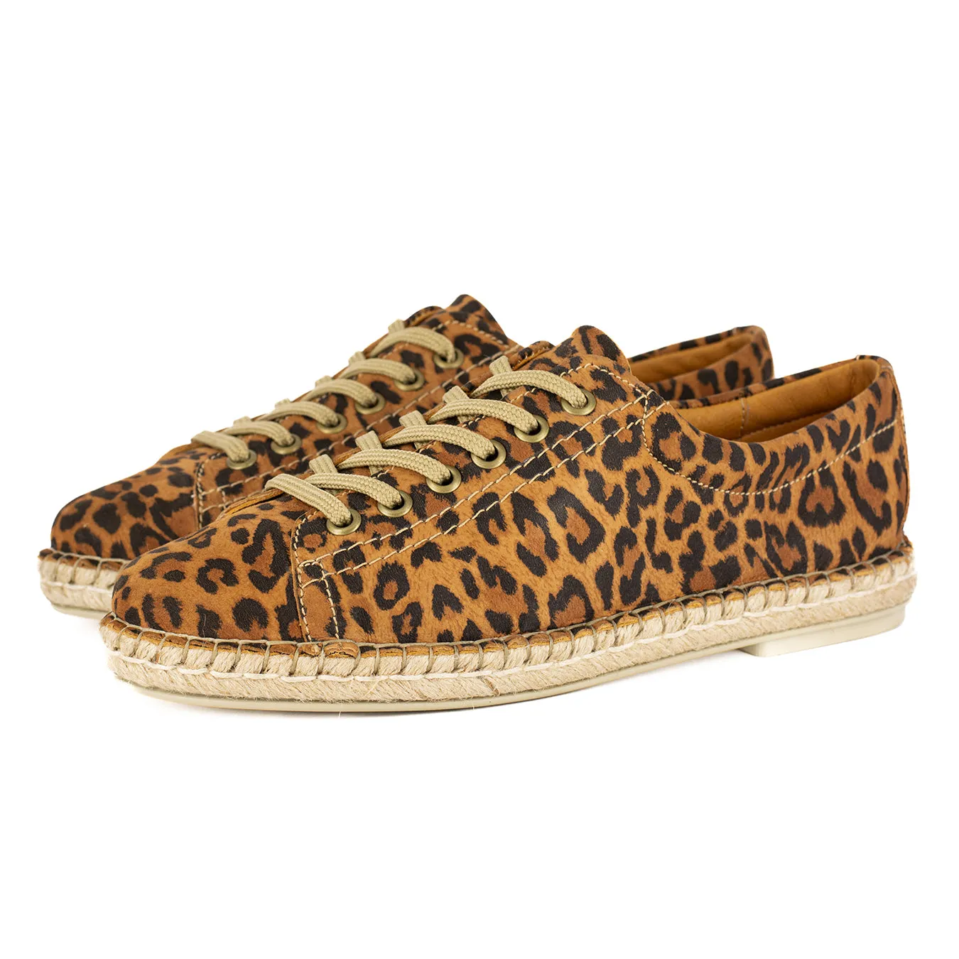 Yebo : Ladies Leather Espadrille Sneaker in Spotted Lisoto