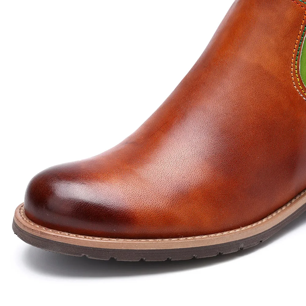 Zalor Patchwork Bohemian Retro Leather High Boots